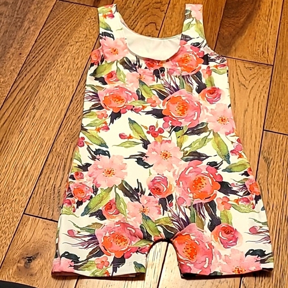 Two Gymnastic Leotards Flowers and Dinosaurs - size 100 - Picture 3 of 8